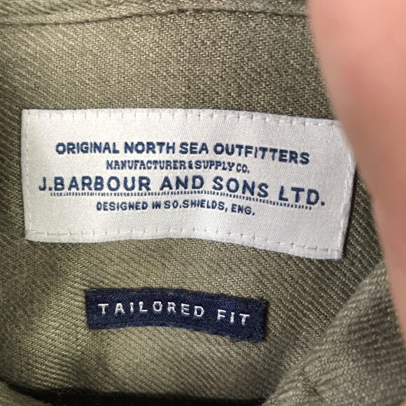 Barbour Shirt Mens M Green 100% Linen Tailored Fit Long Sleeve Cove Beach Airy - Picture 6 of 16